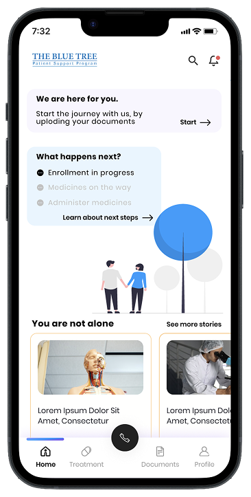 Early Blue Tree high-fidelity home screen